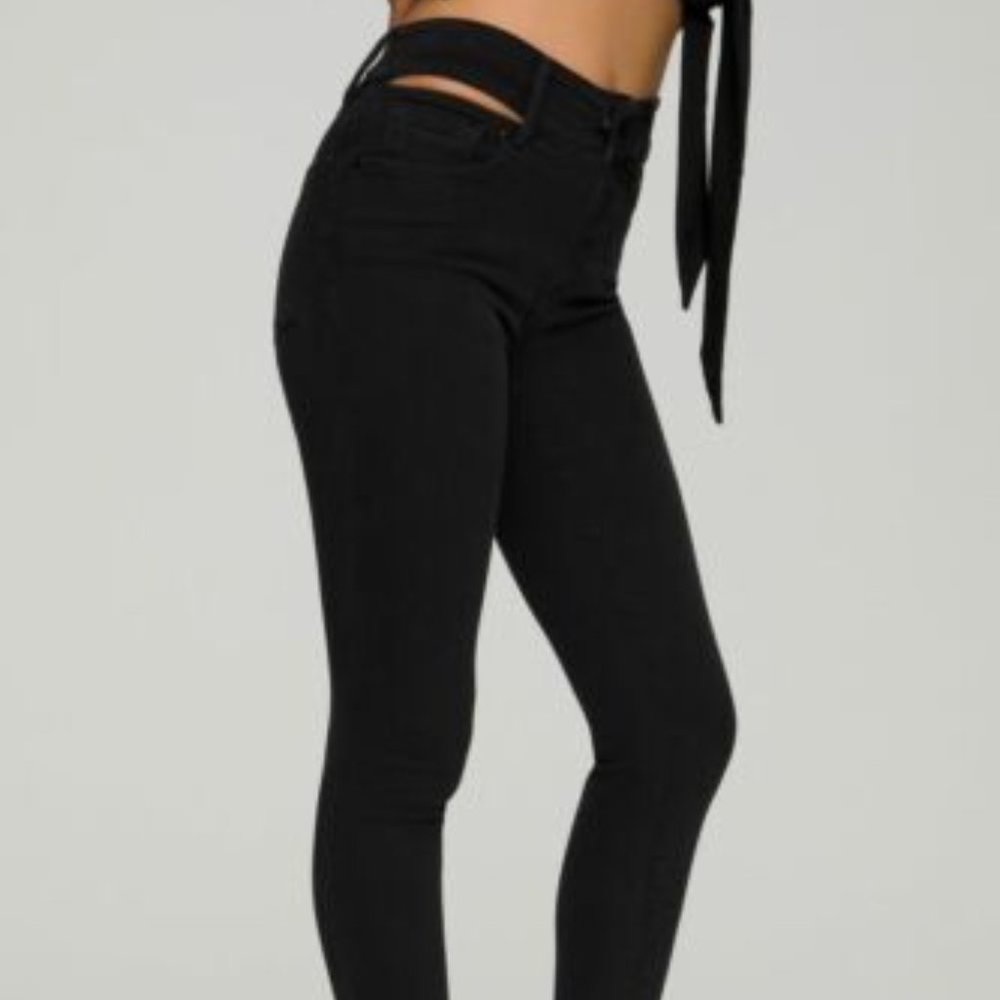 Good American Women's Black Slit Waistband Skinny Jeans NWT Size 0/25